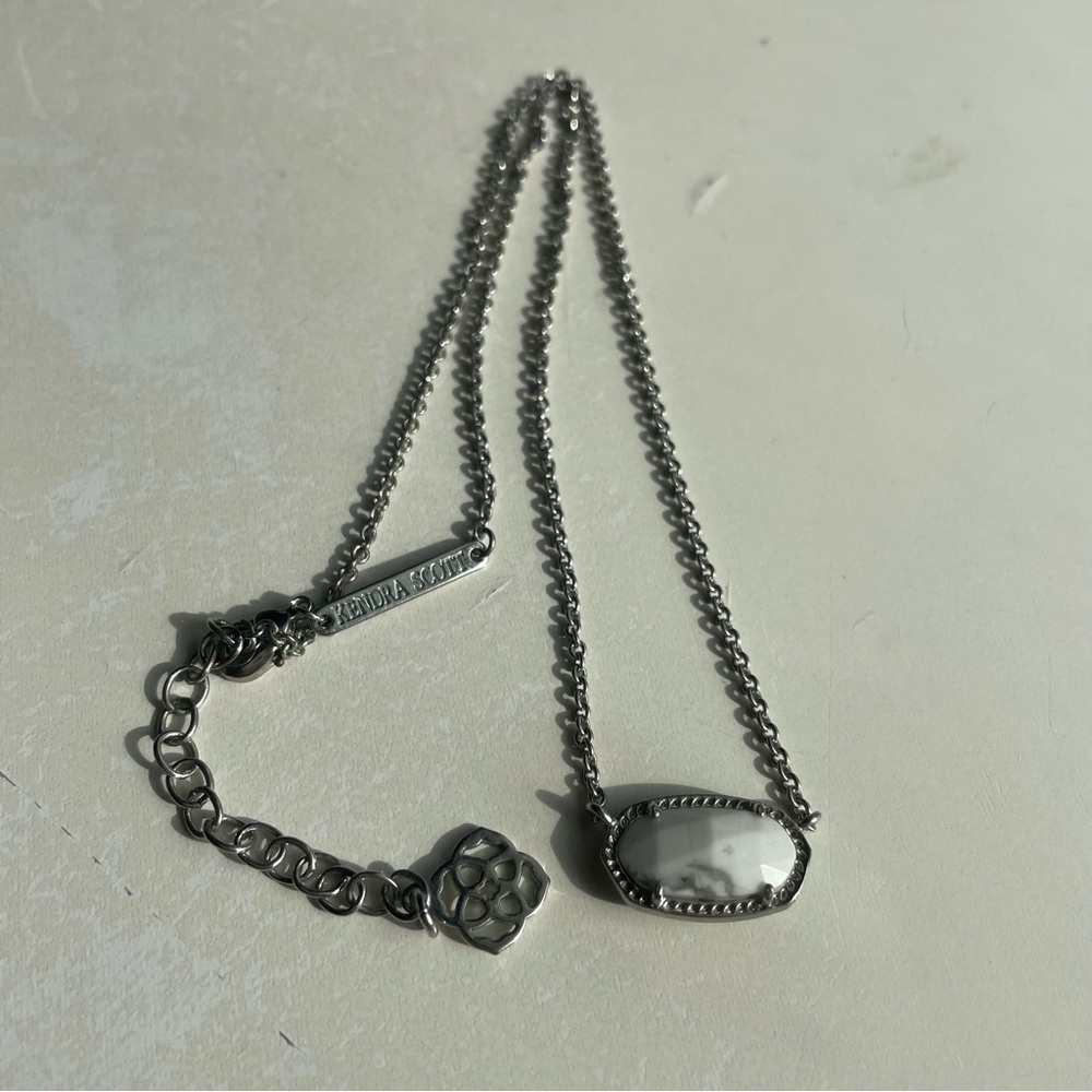 Kendra Scott Silver Chain Necklace with White Stone - Picture 1 of 4